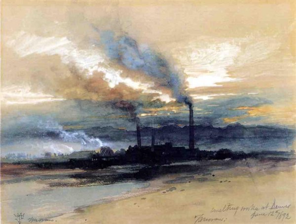 Main Product Photo of Smelting Works at Denver Painting by Thomas Moran