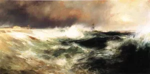Stranded Ship on East Hampton Beach by Thomas Moran Oil Painting