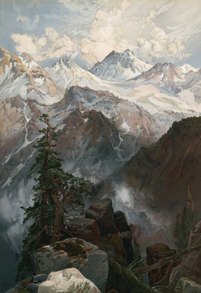 Summit of the Sierras, Nevada  by Thomas Moran - Hand-Painted Oil Painting Reproduction