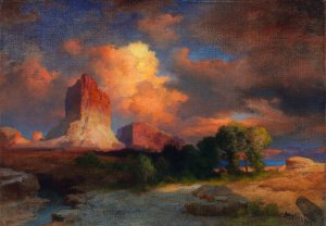 Sunset Cloud, Green River, Wyoming by Thomas Moran Oil Painting