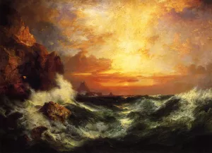 Sunset near Land's End, Cornwall, England Oil Painting by Thomas Moran - Bestsellers