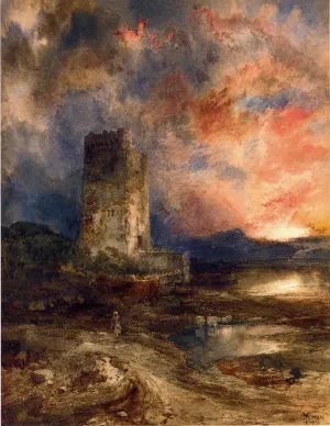 Sunset on the Moor by Thomas Moran Oil Painting