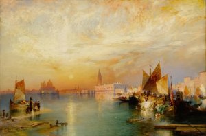 Sunset Santa Maria and the Ducal Palace, Venice by Thomas Moran Oil Painting