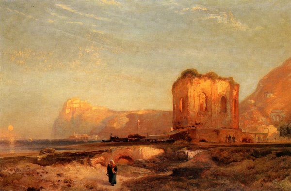 Main Product Photo of Temple of Venus, Castle of Baiae Painting by Thomas Moran