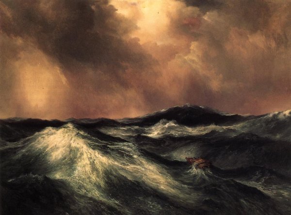 The Angry Sea by Thomas Moran - Hand-Painted Oil Painting Reproduction