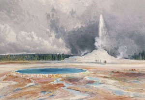 The Castle Geyser, Upper Geyser Basin, Yellowstone National Park by Thomas Moran Oil Painting