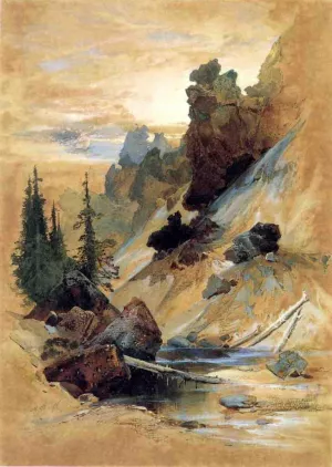 The Devils Den on Cascade Creek by Thomas Moran - Oil Painting Reproduction
