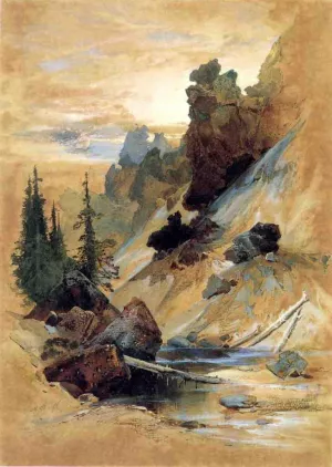 The Devils Den on Cascade Creek by Thomas Moran Oil Painting