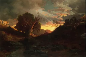 The Evening Hunter by Thomas Moran Oil Painting