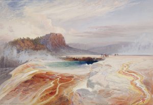 The Great Blue Spring of the Lower Geyser Basin, Yellowstone by Thomas Moran Oil Painting