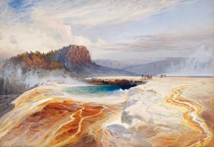 The Great Blue Spring of the Lower Geyser Basin, Yellowstone by Thomas Moran Oil Painting