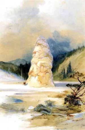 The Hot Springs of Gardiners River, Extinct Geyser Crater by Thomas Moran - Oil Painting Reproduction