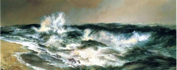 The Much Resounding Sea by Thomas Moran - Hand-Painted Oil Painting Reproduction