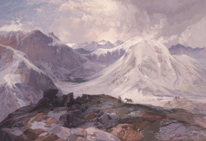 The Musquito Trail, Rocky Mountains of Colorado. Elevation 12,000 Feet by Thomas Moran Oil Painting