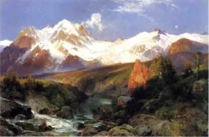 The Teton Range by Thomas Moran - Oil Painting Reproduction