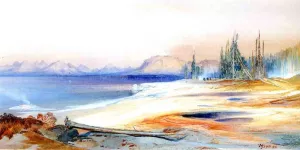 The Yellowstone Lake with Hot Springs by Thomas Moran - Oil Painting Reproduction