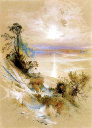 The Yellowstone River, at its Exit from the Yellowstone Lake by Thomas Moran Oil Painting