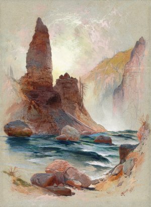 Tower at Tower Falls, Yellowstone by Thomas Moran Oil Painting
