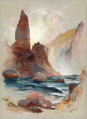 Tower at Tower Falls, Yellowstone by Thomas Moran Oil Painting