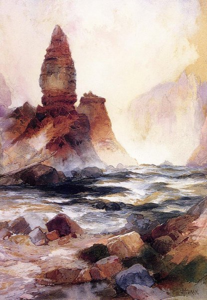 Main Product Photo of Tower Falls and Sulphur Rock, Yellowstone Painting by Thomas Moran