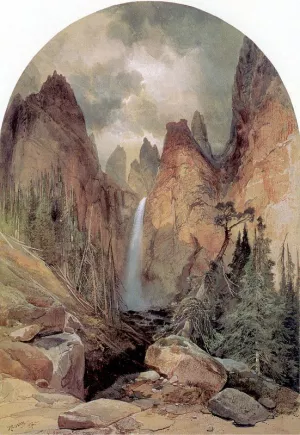 Tower Falls by Thomas Moran Oil Painting