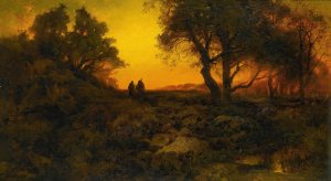 Twilight Landscape by Thomas Moran Oil Painting