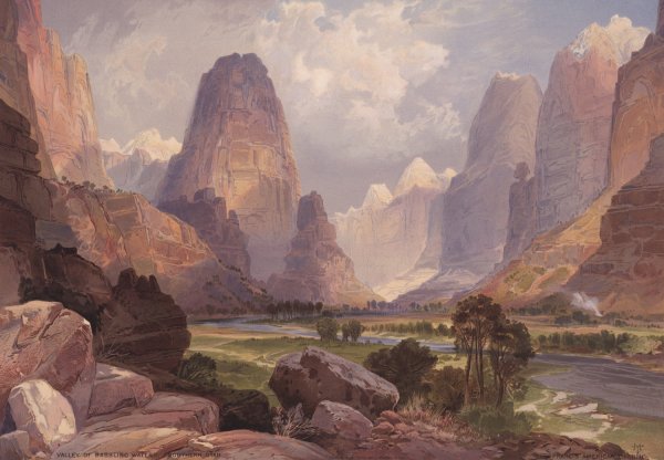 Valley of the Babbling Waters, Southern Utah  by Thomas Moran - Hand-Painted Oil Painting Reproduction