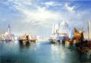Venetian Canal Scene by Thomas Moran - Oil Painting Reproduction