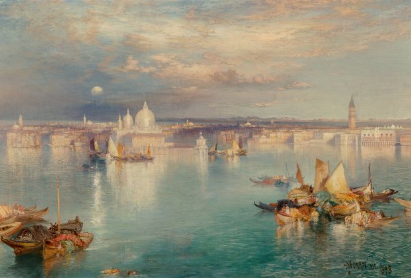Venetian Scene  by Thomas Moran - Hand-Painted Oil Painting Reproduction