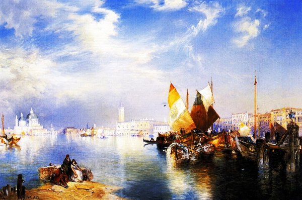Venice Fishmarket by Thomas Moran - Hand-Painted Oil Painting Reproduction