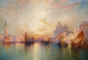 Venice; Grand Canal at Sunset by Thomas Moran Oil Painting