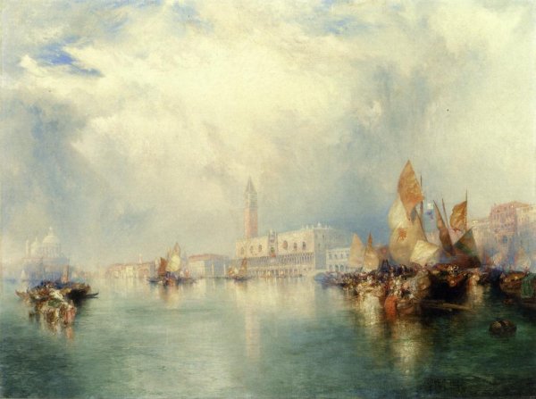 Venice - Grand Canal by Thomas Moran - Hand-Painted Oil Painting Reproduction