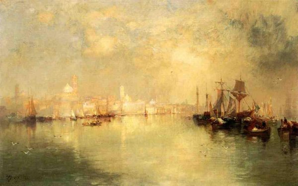 Venice: Reminiscence of Vera Cruz, Mexico by Thomas Moran - Hand-Painted Oil Painting Reproduction