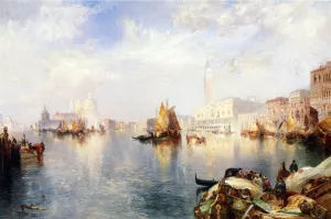 Venice, The Grand Canal with The Doge's Palace by Thomas Moran Oil Painting