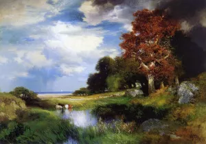 View of East Hampton by Thomas Moran - Oil Painting Reproduction