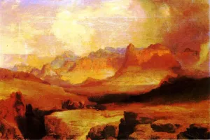 View of Yosemite by Thomas Moran - Oil Painting Reproduction