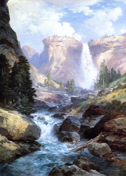Main Product Photo of Waterfall in Yosemite Painting by Thomas Moran