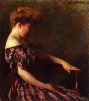 A Flowered Gown by Thomas P Anshutz Oil Painting