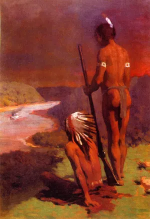 Indians on the Ohio by Thomas P Anshutz Oil Painting