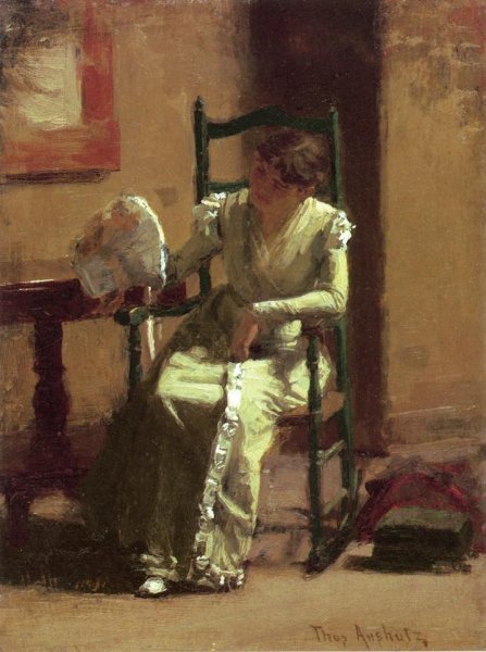 Main Product Photo of Lady with Bonnet Painting by Thomas P Anshutz
