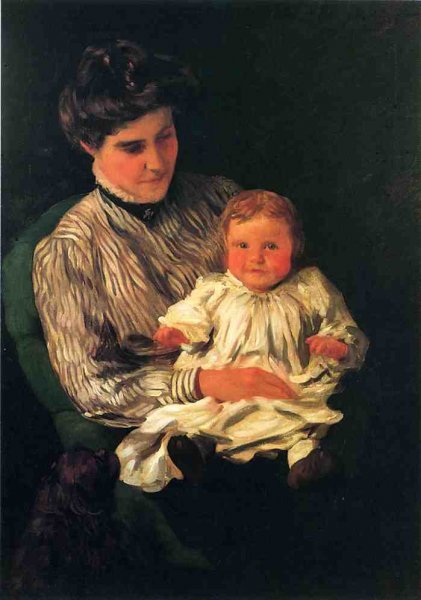 Main Product Photo of Mrs. Anshutz and Her Son Edward Painting by Thomas P Anshutz