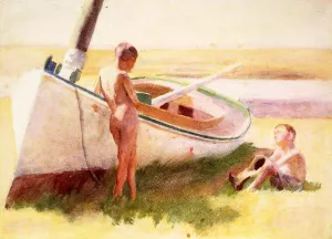 Two Boys by a Boat painting by Thomas P Anshutz