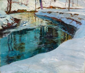 Close of a Winter Day by Thomas P. Barnett Oil Painting