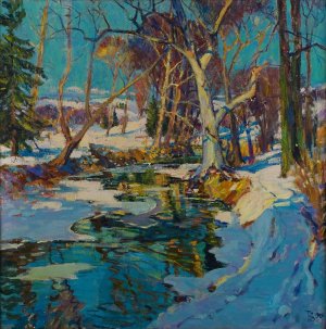 February Snow by Thomas P. Barnett Oil Painting