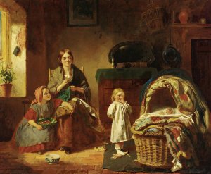 The New Arrival by Thomas P. Hall Oil Painting