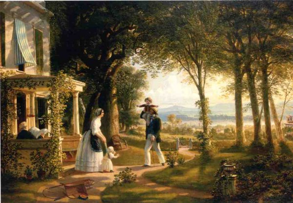 House on the Hudson by Thomas P. Rossiter - Hand-Painted Oil Painting Reproduction