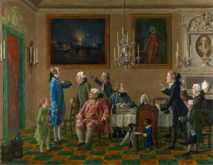 British Gentlemen at Sir Horace Mann's Home in Florence by Thomas Patch Oil Painting