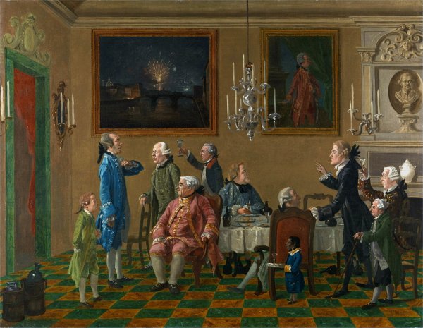 British Gentlemen at Sir Horace Mann's Home in Florence by Thomas Patch - Hand-Painted Oil Painting Reproduction