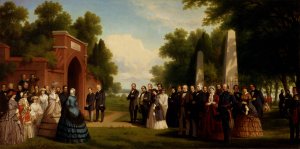 Visit of the Prince of Wales, President Buchanan, and Dignitaries to the Tomb of Washington at Mount Vernon, October 1860 by Thomas Prichard Rossiter Oil Painting