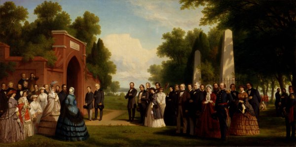 Visit of the Prince of Wales, President Buchanan, and Dignitaries to the Tomb of Washington at Mount Vernon, October 1860  by Thomas Prichard Rossiter - Hand-Painted Oil Painting Reproduction